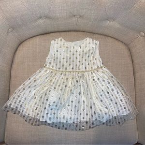 Pastourelle by Pippa & Julie 0-3m cream gold sparkly Christmas holiday dress